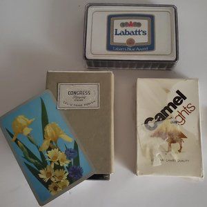 Vintage PLAYING CARDS | 3 decks available: LABATT'S, CAMEL LIGHTS, CONGRESS gift